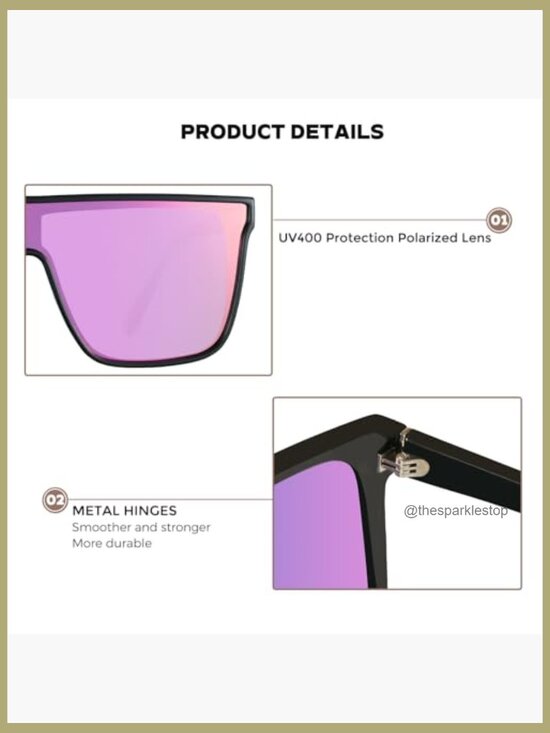 Polarized Oversized Square Sunglasses Flat Top Shield Shades
